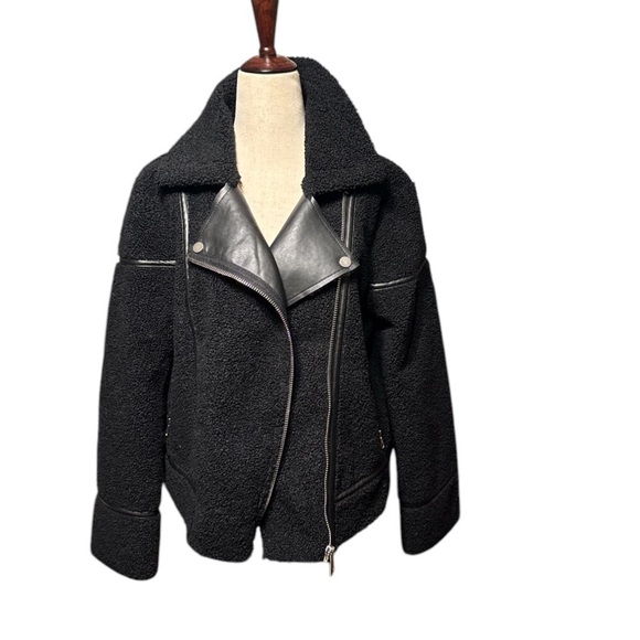 Joie Jackets & Blazers - Joie Black Faux Leather & Sherpa Moto Jacket